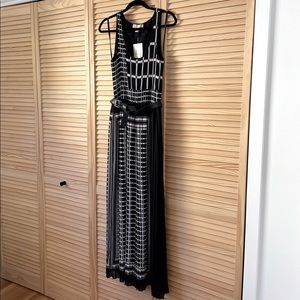 Michael Michael Kors B&W Pleated Maxi Dress